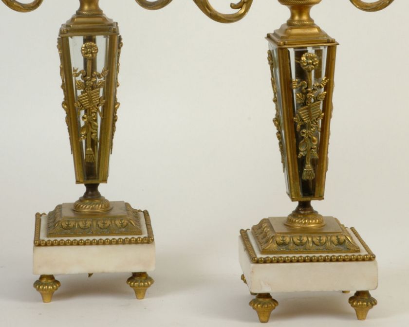 Pair Antique Gilt Bronze Louis XVI Style Table Lamps  