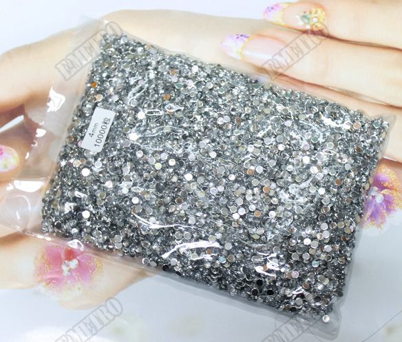 10,000 CLEAR ROUND CRYSTAL NAIL ART TIP RHINESTONE 4mm  