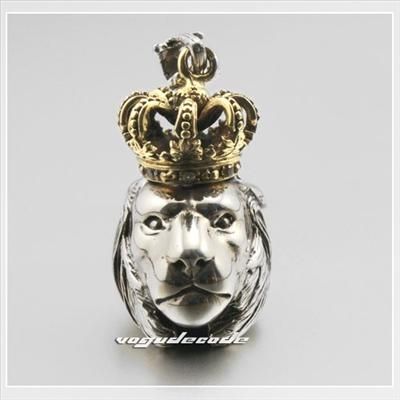 Soild 925 Sterling Silver Crown Lion Pendant 4M027  