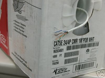 COLEMAN CABLE CAT5E 24G 4PR CMR WHITE PULL BOX OUTDOOR  