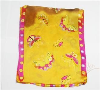 NEW 100% silk Oblong Neck Scarf Yellow Cats  