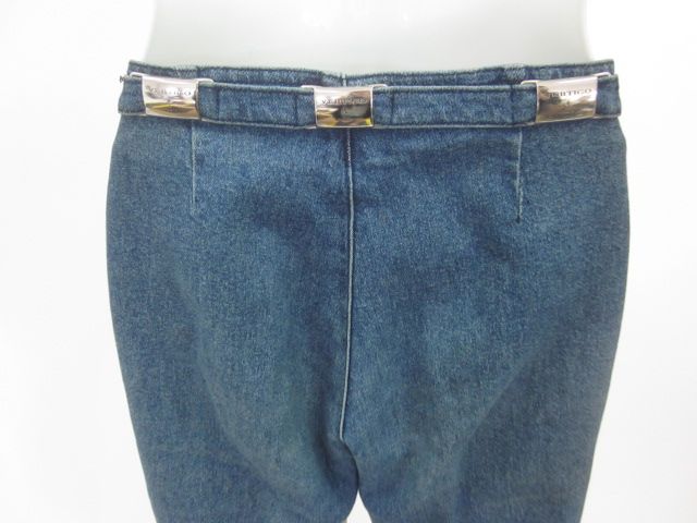 VERTIGO Blue Buckle Detail Flare Leg Denim Jeans Sz 36  