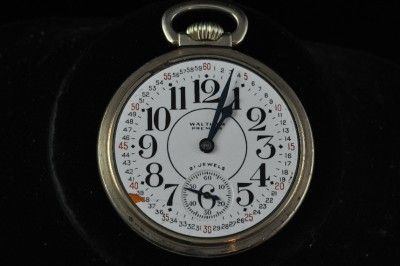 VINTAGE 16S WALTHAM PREMIER 21J POCKETWATCH MONTGOMERY DIAL KEEPING 