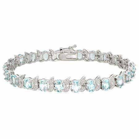 Sterling Silver Diamond Accent & Blue Topaz Bracelet  
