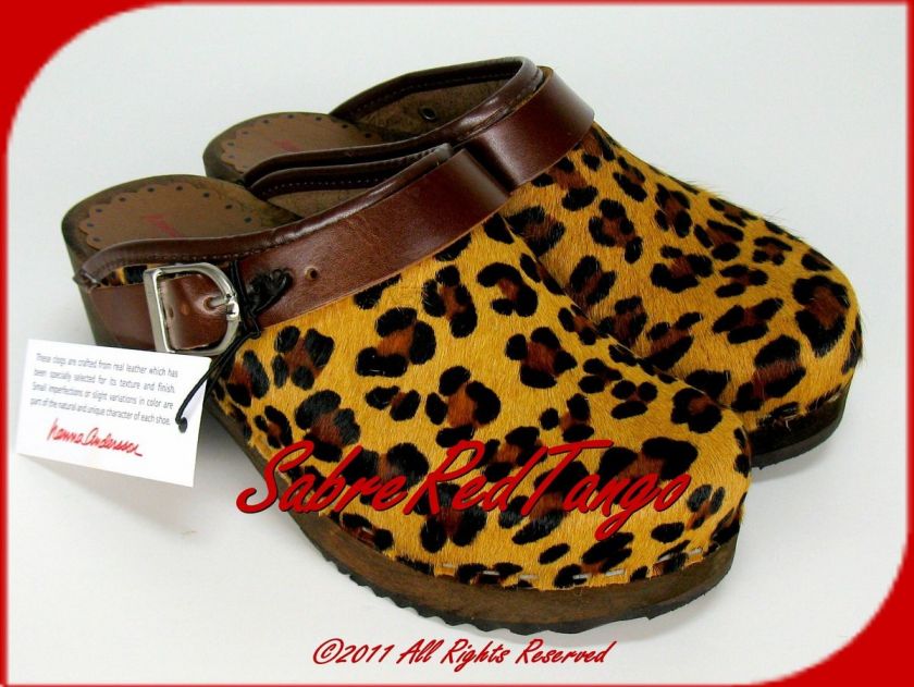 NWT HANNA ANDERSSON SWEDISH CLOGS LEOPARD CUB PRINT 26 9  