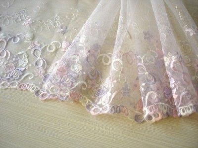 white embroidered tulle mesh net lace fabric 2yd  