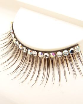 False Eyelashes w one line Swarovski rhinestones Black  