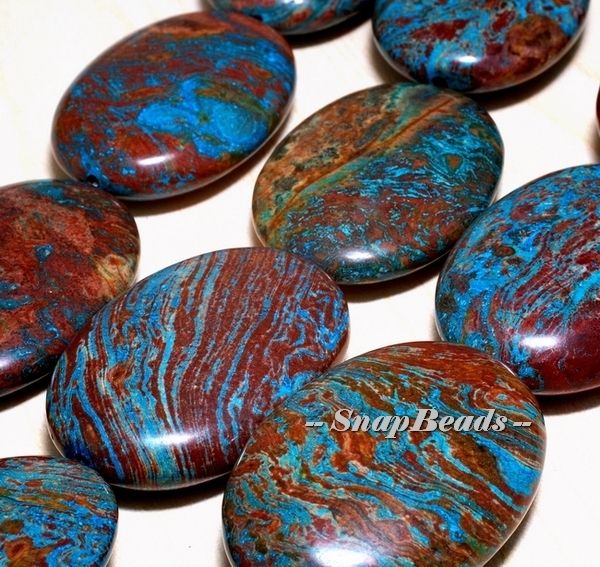 HUGE TURQUOISE CALSILICA GEMSTONE OVAL LOOSE BEADS 7  