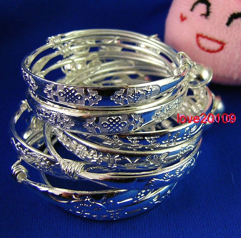 Wholesale 10pcs Nice S80 Thick silver baby bangle Bracelet Z022  