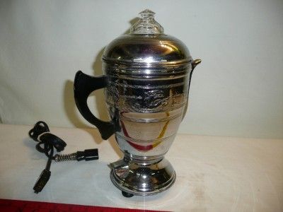 VINTAGE FORMAN FAMILY CHROME PERCOLATOR Chromium on solid brass coffee 