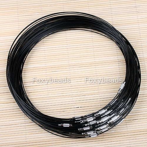 50PCS Lots BLACK Steel Wire Necklace Chokers Cord 18L  