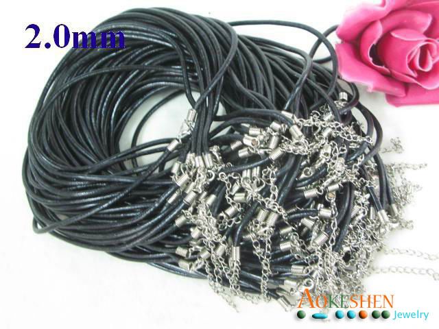 20x Black Genuine Leather Necklace Cord 2mm 18 CGNA  