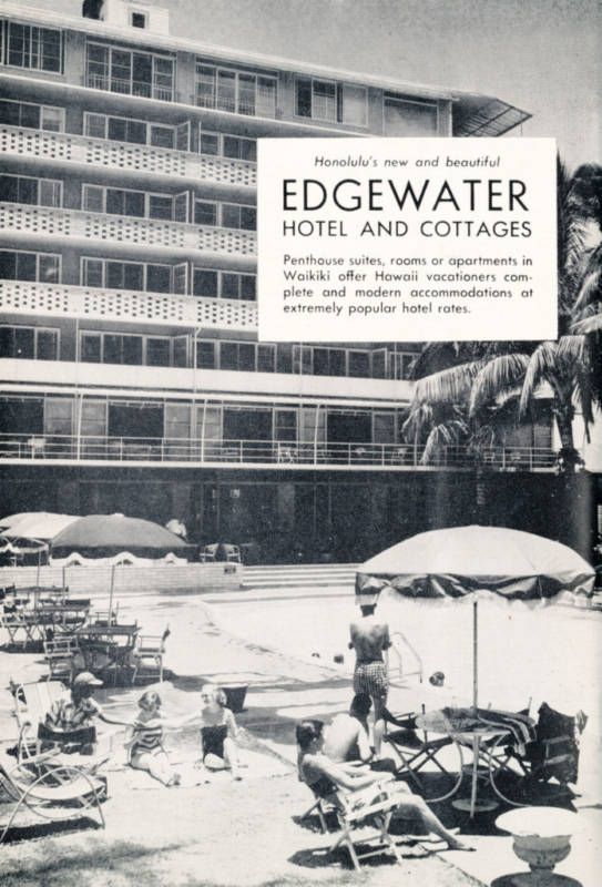 NEW Edgewater Hotel & Cottages Waikiki 1954 Hawaii Ad  