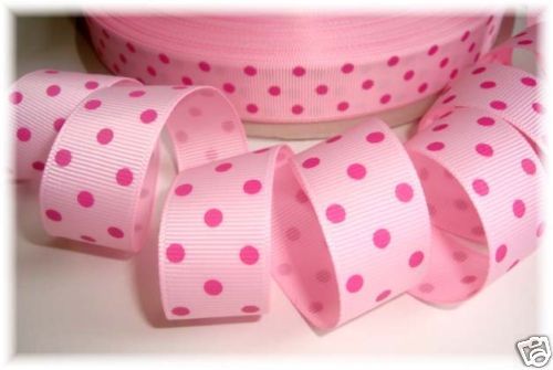 STRAWBERRY SHORTCAKE PINK RED DOTS GROSGRAIN RIBBON  