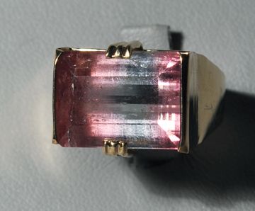 Exquisite Bi Color Tourmaline 18k Faceted Gemstone Ring  