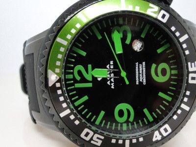 NEW AQUA MASTER JOE RODEO SWISS MOVEMENT BIG FACE JELLO GREEN DIAMOND 