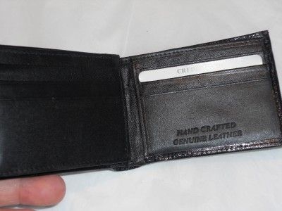 Lizard Grain Tooled Flip Billfold Wallet,Black  