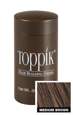 Toppik Fibers Hide Bald Spots TRAVEL MED BROWN + Buffer  