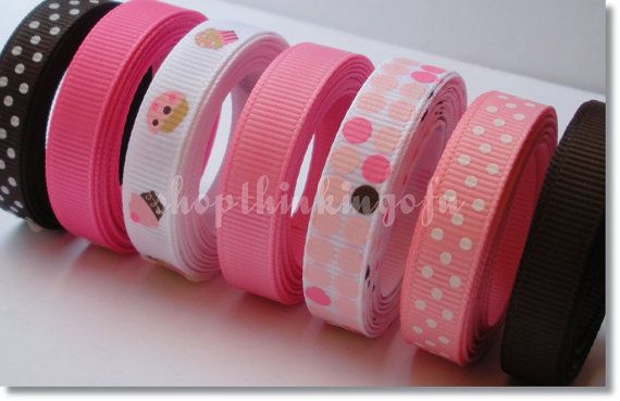 Sweet Cupcake Me Colors    3/8 inch Grosgrain Ribbon Lot/Collection 