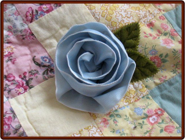 HANDMADE FRENCH SILK OMBRE FLOWER BLUE/VELVET ACC  