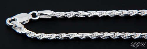 STERLING SILVER ITALY DC ROPE CHAIN NECKLACE 24 2.5mm  