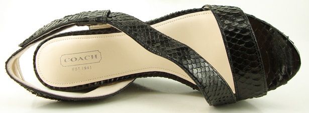 COACH FALLON Black Womens Designer Shoes Platform Sandals Cork Wedges 