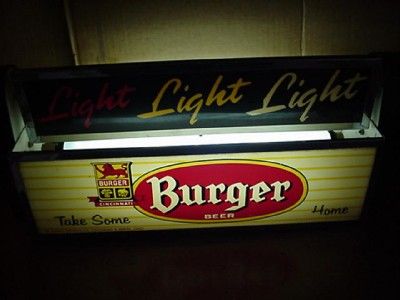 Vintage 1956 Burger Beer Rotating Lighted Sign. WORKS & Looks Great 