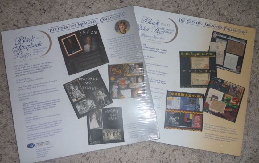 Creative Memories 12x12 BLACK Scrapbook or Pocket Pages  