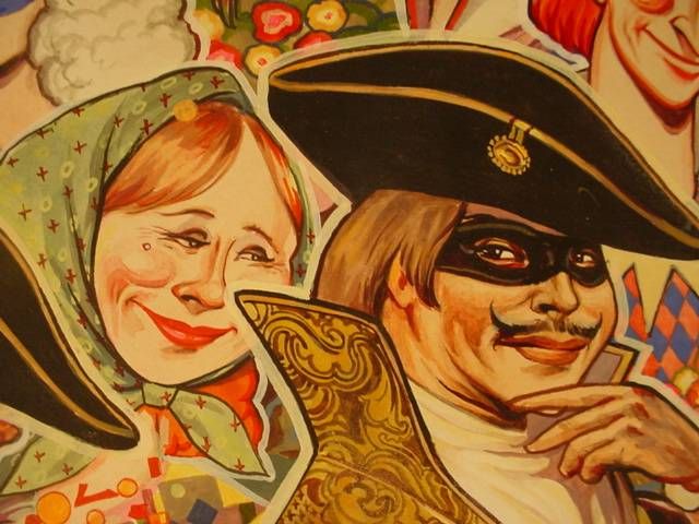 Original Painting MASQUERADE BALL Shrovetide SMIRNOFF Signed RUSSIAN 