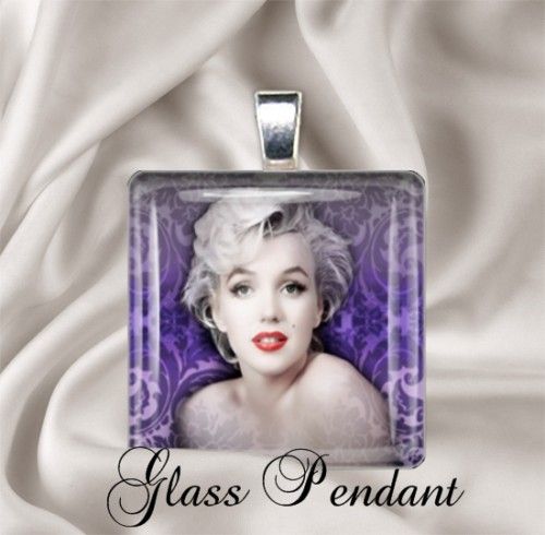 Marilyn Monroe Purple Design Glass Necklace Pendant  