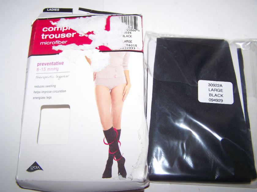 NEW COMPRESSION TROUSER SOCKS 8 15 mmHg LARGE BLACK  