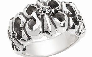 AFFLICTION Live Fast Fleur de Lis Onyx Ring $320  