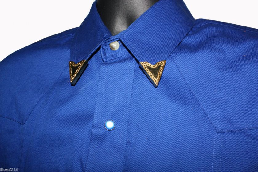 GOLD PLATED SHIRT COLLAR TIPS EASY SCREW FASTEN ON WESTERN COWBOY NEW 