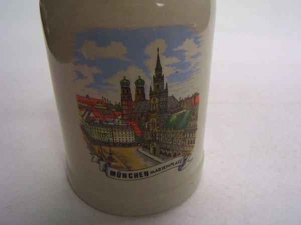 German Beer Pottery Stein Munchen Marienplatz  