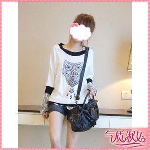 Korea womens owl printed casual top T shirt QT768  