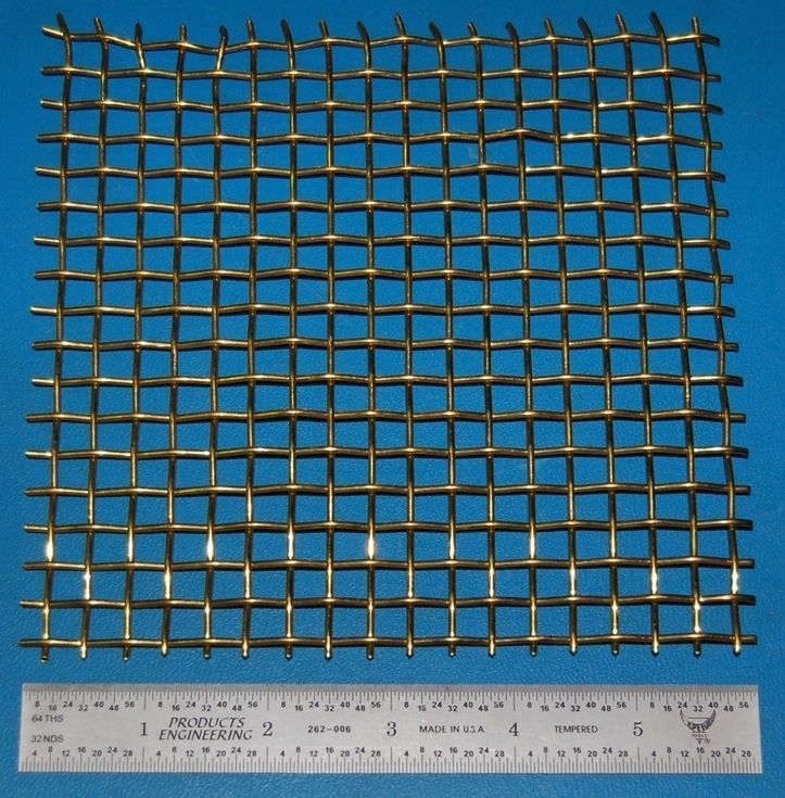 Brass Mesh, 3x3, .063 (1.6mm) Wire, .270 (6.86mm) Wd.  