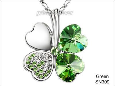 Leaf Clover Flower Heart Love Quality Necklace use Swarovski Crystal 