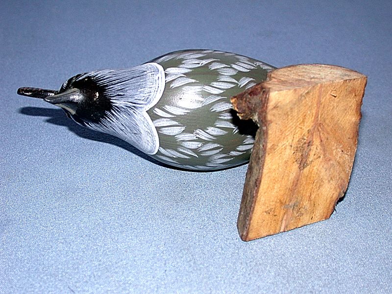   Hand Made & Painted Wood Partridge Bird On Log Figurine ~L@@K~  