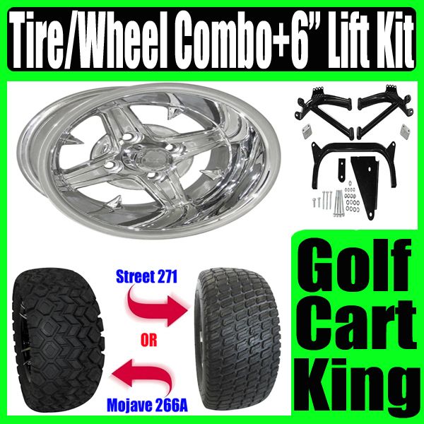 Yamaha Golf Cart Lift Kit + Polish Wheel and Tire Combo  