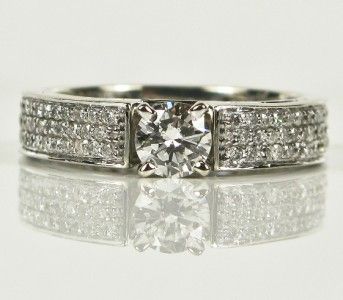   White Gold 1.50ctw H VVS Ideal Cut Diamond Engagement Ring 4.5g  