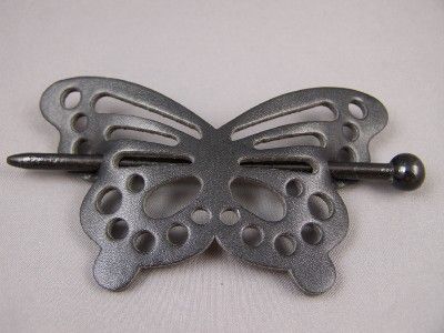 Butterfly faux leather slide hair pin stick barrette  