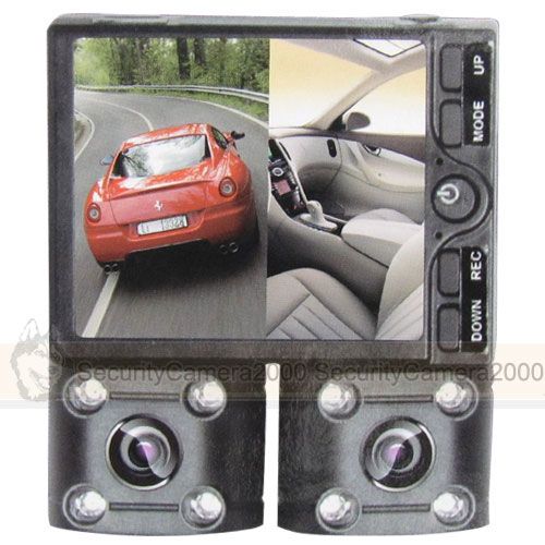 Car DVR Recorder, 2 TFT LCD Monitor, Dual IR Camera 180 degree 