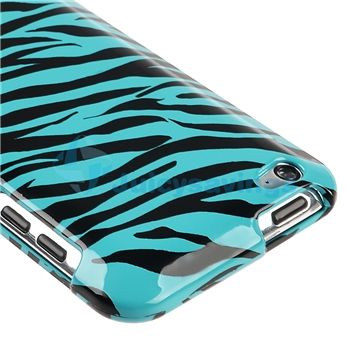   iPod Touch 4 4th Gen 4G Holder+Blue Zebra Animal Hard Skin Case Cover