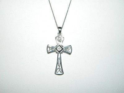 Avon Sterling Silver Diamond Accent Cross Necklace New Item  