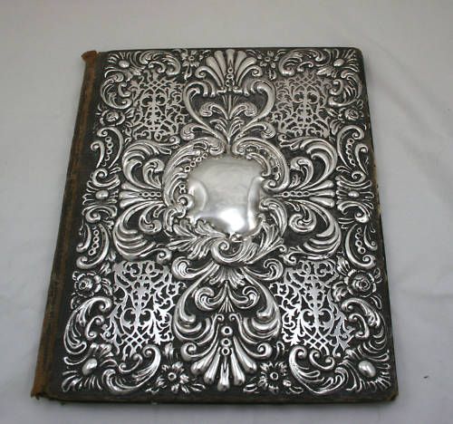 Antique Silver Desk Blotter Leather 1895 C Dumenil  