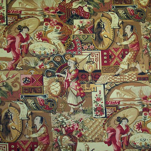 Richloom Mahjong Lacquer Asian Toile fabric by the yard  