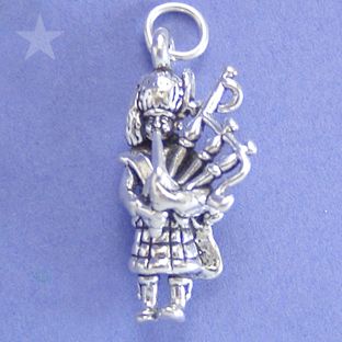 MUSIC BAGPIPER BAGPIPES Sterling Silver Charm Pendant  