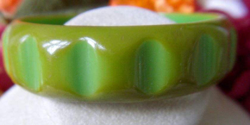 Lovely Vintage Carved Bakelite Large Bangle Bracelet  