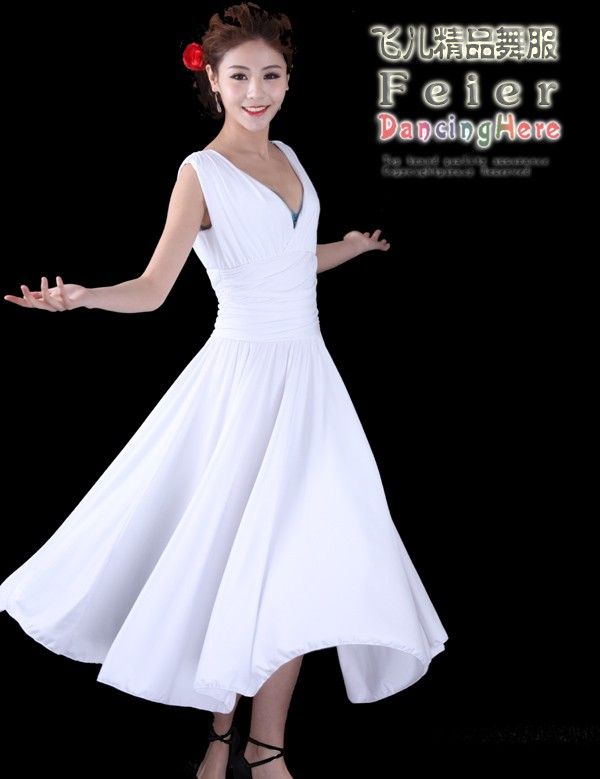 Ballroom Dance Dress long evening dress #D025 White  