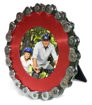 Bicycle Chain Picture Frame   Round   RED Faced  